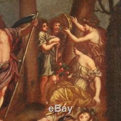 Tableau ancien huile sur toile peinture bacchanale époque 800 xixème sicle