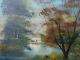 Tableau Ancien Huile Sur Toile Signé / E. Morel / Au Bord De L'etang