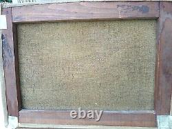 Tableau ancien huile sur toile signé / E. MOREL / Au bord de l'etang