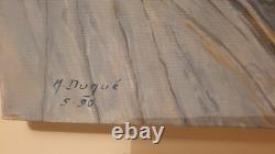 Tableau ancien huile sur toile signé par l'artiste M. DUQUE. Femme nue