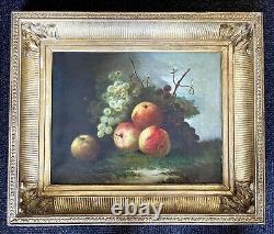 Tableau ancien nature morte fruits XVIII XIX Empire peinture huile toile cadre