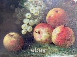 Tableau ancien nature morte fruits XVIII XIX Empire peinture huile toile cadre