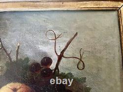 Tableau ancien nature morte fruits XVIII XIX Empire peinture huile toile cadre