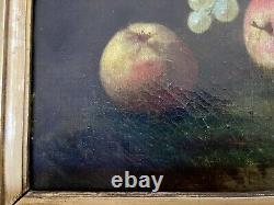 Tableau ancien nature morte fruits XVIII XIX Empire peinture huile toile cadre