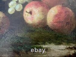 Tableau ancien nature morte fruits XVIII XIX Empire peinture huile toile cadre