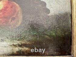 Tableau ancien nature morte fruits XVIII XIX Empire peinture huile toile cadre