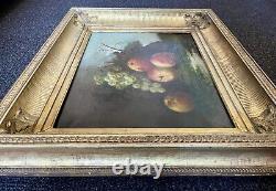 Tableau ancien nature morte fruits XVIII XIX Empire peinture huile toile cadre