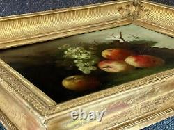 Tableau ancien nature morte fruits XVIII XIX Empire peinture huile toile cadre