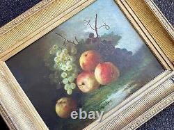 Tableau ancien nature morte fruits XVIII XIX Empire peinture huile toile cadre