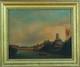 Tableau Ancien Paysage Anim&eacute; Vue D'albi Promeneur Sur Les Bords Du Tarn 19 &egrave;me