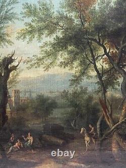 Tableau ancien, paysage époque XVIIÈME