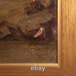 Tableau ancien paysage huile sur toile tableau bucolique art 19ème siècle