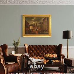 Tableau ancien paysage scène de genre huile sur toile peinture art 18ème siècle