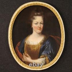Tableau ancien peinture ovale huile sur toile cadre portrait 700 18ème siècle