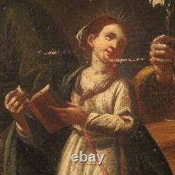 Tableau ancien peinture religieuse huile sur toile 700 18ème siècle art sacré