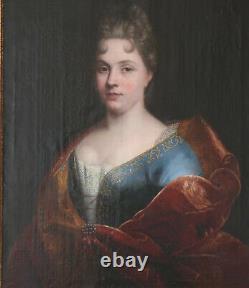Tableau ancien portrait d'élégante jeune femme XVIIIème suiv François DE Troy