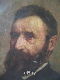 Tableau ancien portrait homme huile sur toile 19e s old oil painting man