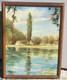 Tableau Ancien Signé. Bord De Rivière Peinture Huile Sur Panneau D'isorel