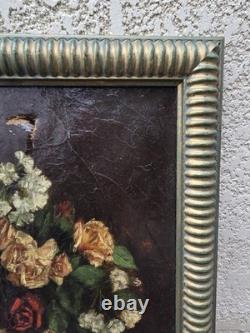 Tableau ancien signé Bouquet de Fleurs Peinture huile sur toile. A Restaurer Tableau ancien signé Bouquet de Fleurs Peinture huile sur toile. A Restaurer