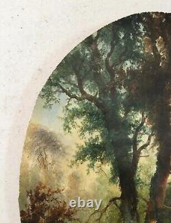 Tableau ancien signé C. Riviere 1860, Paysage de rivière animé, Peinture, XIXe