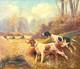 Tableau Ancien Signé. Chien à L' Arrêt. Peinture Huile Sur Toile