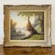Tableau Ancien Signé Fleury École De Barbizon Huile Sur Toile Cerfs En Forêt