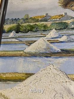 Tableau ancien signé Hardy Huile sur toile Paludier aux marais salants