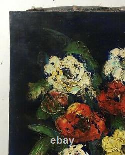 Tableau ancien signé Henry d'Anty, Bouquet De Fleurs, Huile sur toile, XXe