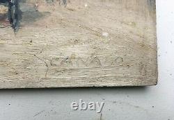 Tableau ancien signé, Huile sur panneau, Equipage au bois de Boulogne, Fin XIXe