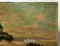 Tableau ancien signé, Huile sur toile, Paysage côtier du Sud-Ouest, Dune, XIXe