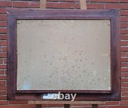Tableau ancien signé L'Etang Couché de Soleil Peinture huile sur panneau isorel