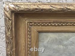 Tableau ancien signé. Paysage Marin Animé Voiliers. Peinture huile sur toile