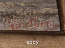 Tableau ancien signé. Paysage Marin Animé Voiliers. Peinture huile sur toile