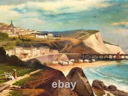 Tableau ancien signé Paysage Méditerranéen Animé. Peinture huile sur toile Tableau ancien signé Paysage Méditerranéen Animé. Peinture huile sur toile