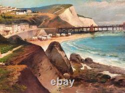 Tableau ancien signé Paysage Méditerranéen Animé. Peinture huile sur toile Tableau ancien signé Paysage Méditerranéen Animé. Peinture huile sur toile