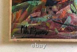 Tableau ancien signé, Paysage expressionniste, Huile sur toile, Peinture XXe