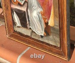 Tableau ancien signé. Saint Augustin. Peinture huile sur toile Style XVlll°