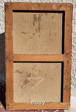 Tableau ancien signé. Un Pont en pierre. Peinture huile sur toile