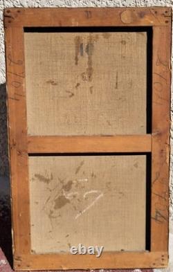 Tableau ancien signé. Un Pont en pierre. Peinture huile sur toile