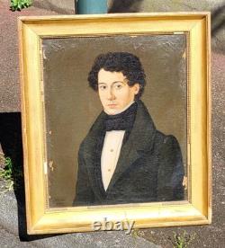 Tableau ancien signé daté 1831 Portrait Homme. Peinture huile sur toile