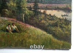 Tableau ancien signé et daté 1938, Huile sur toile, Ecole autrichienne XXe