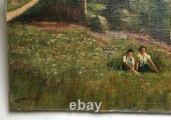 Tableau ancien signé et daté 1938, Huile sur toile, Ecole autrichienne XXe