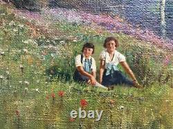 Tableau ancien signé et daté 1938, Huile sur toile, Ecole autrichienne XXe