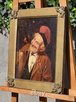 Tableau ancien signée FASOLI Portrait Homme. Pointure huile sur toile