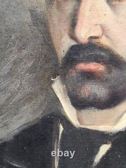 Tableau ancien signée. Portrait Homme. Peinture huile sur toile. Style XlX°