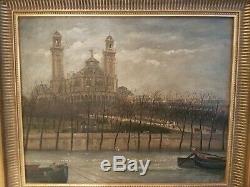 Tableau huile sur toile Michel Troyen ancien palais du Trocadero Paris