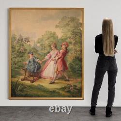 Tableau huile sur toile romantique peinture style ancien 900 cadre 20ème siècle