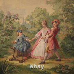 Tableau huile sur toile romantique peinture style ancien 900 cadre 20ème siècle