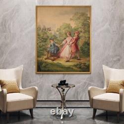 Tableau huile sur toile romantique peinture style ancien 900 cadre 20ème siècle
