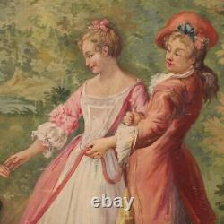 Tableau huile sur toile romantique peinture style ancien 900 cadre 20ème siècle